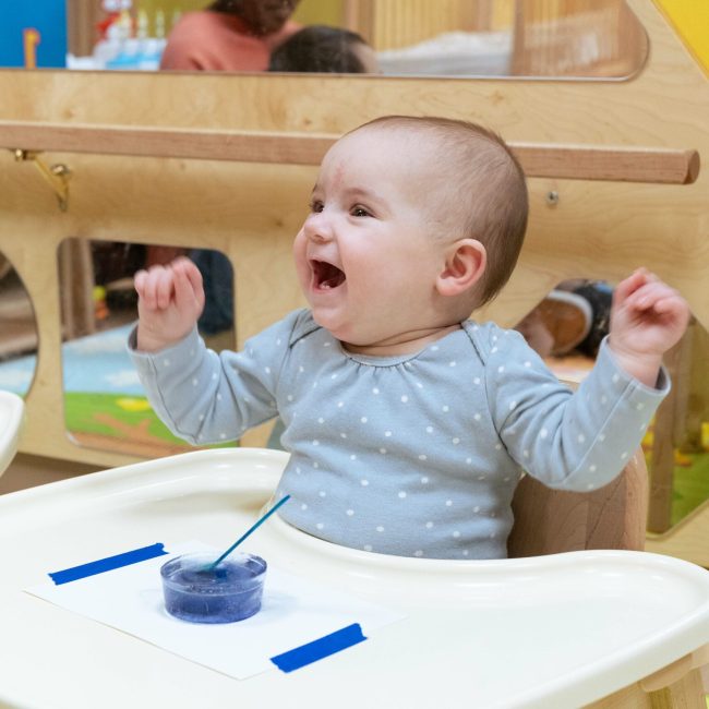 Happy Infant at Downtown brooklyn childcare center